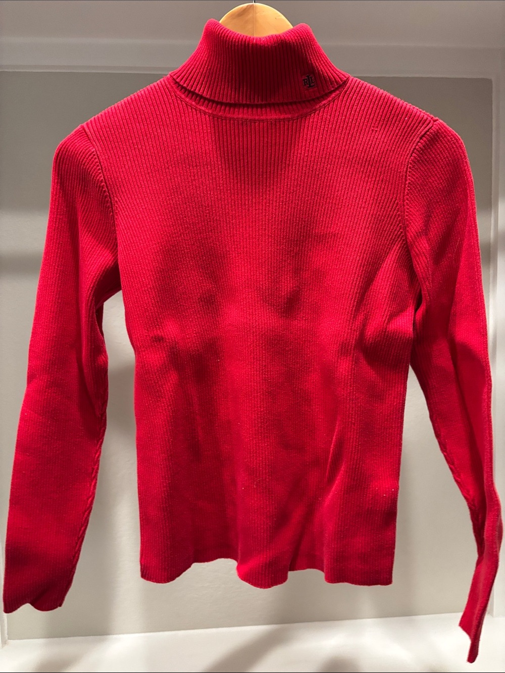 Lauren Ralph Lauren Bright Red Ribbed Turtleneck Sweater